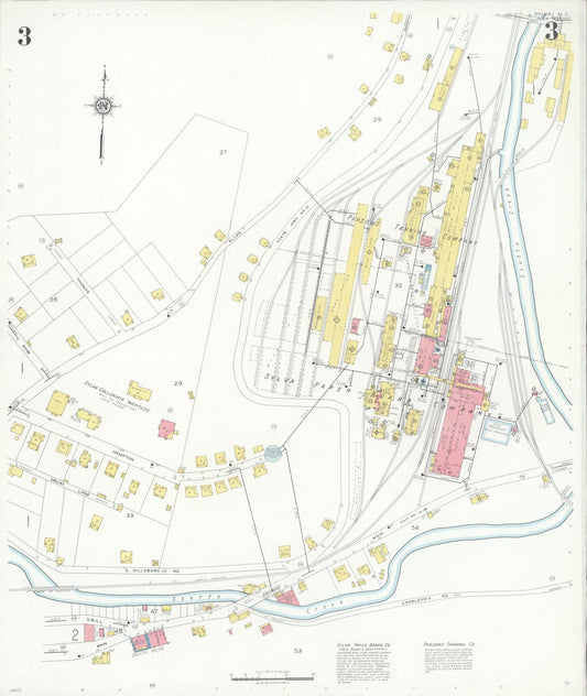 Sanborn Fire Insurance Map from Sylva, Jackson County, North Carolina (1933), Sheet #0003 - Historic Sanborn Fire Insurance Map Print, vintage old map wall art, antique decor, genealogy gift, North Carolina North Carolina map