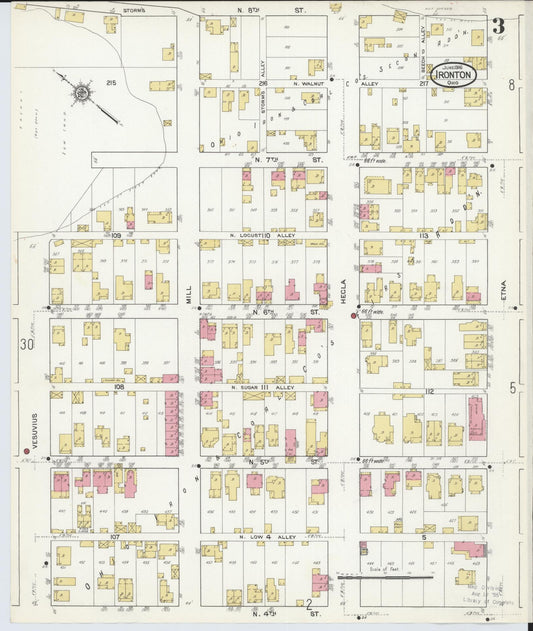 Sanborn Fire Insurance Map from Ironton, Lawrence County, Ohio (1916), Sheet #0003 - Historic Sanborn Fire Insurance Map Print, vintage old map wall art, antique decor, genealogy gift, Ohio Ohio map