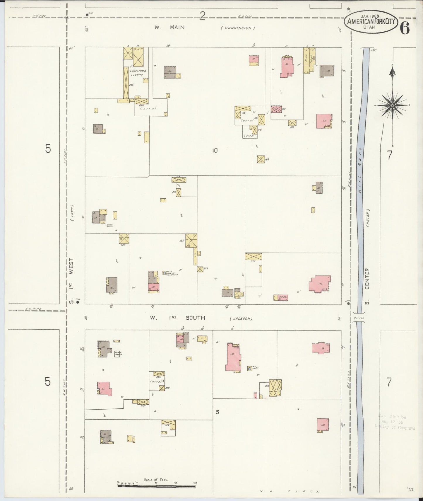 Sanborn Fire Insurance Map from American Fork, Utah County, Utah (1908), Sheet #0006 - Complete Map Set gallery image, historic Sanborn map, vintage wall art, American Fork Utah