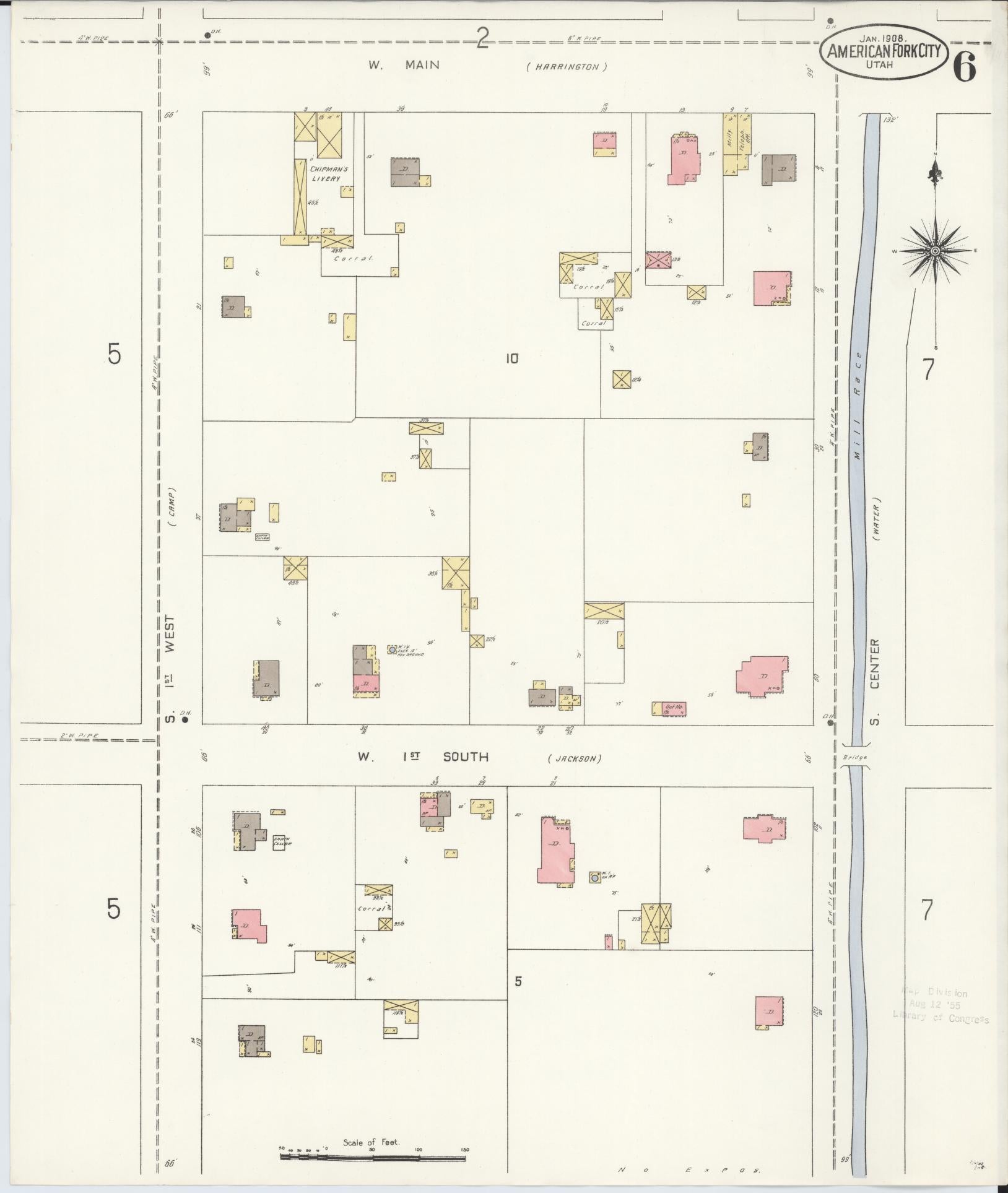 Sanborn Fire Insurance Map from American Fork, Utah County, Utah (1908), Sheet #0006 - Complete Map Set gallery image, historic Sanborn map, vintage wall art, American Fork Utah