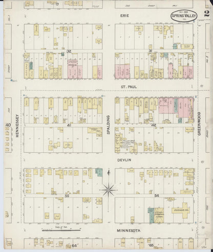 Sanborn Fire Insurance Map from Spring Valley, Bureau County, Illinois (1888), Sheet #0002 - Complete Map Set gallery image, historic Sanborn map, vintage wall art, Illinois Illinois