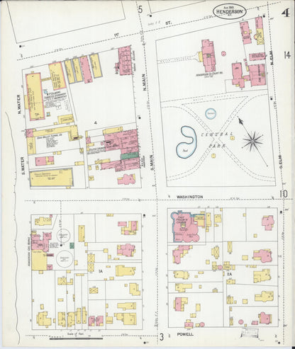 Sanborn Fire Insurance Map from Henderson, Henderson County, Kentucky (1901), Sheet #0004 - Complete Map Set gallery image, historic Sanborn map, vintage wall art, Kentucky Kentucky