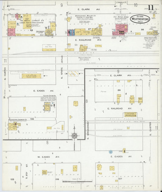 Sanborn Fire Insurance Map from Weatherford, Custer County, Oklahoma (1918), Sheet #0011 - Historic Sanborn Fire Insurance Map Print, vintage old map wall art, antique decor, genealogy gift, Oklahoma Oklahoma map