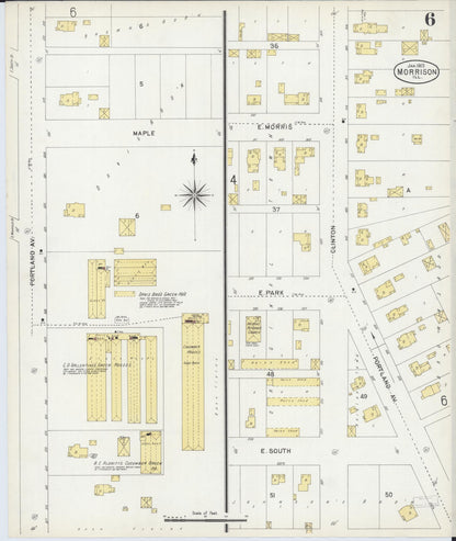 Sanborn Fire Insurance Map from Morrison, Whiteside County, Illinois (1903), Sheet #0006 - Complete Map Set gallery image, historic Sanborn map, vintage wall art, Illinois Illinois