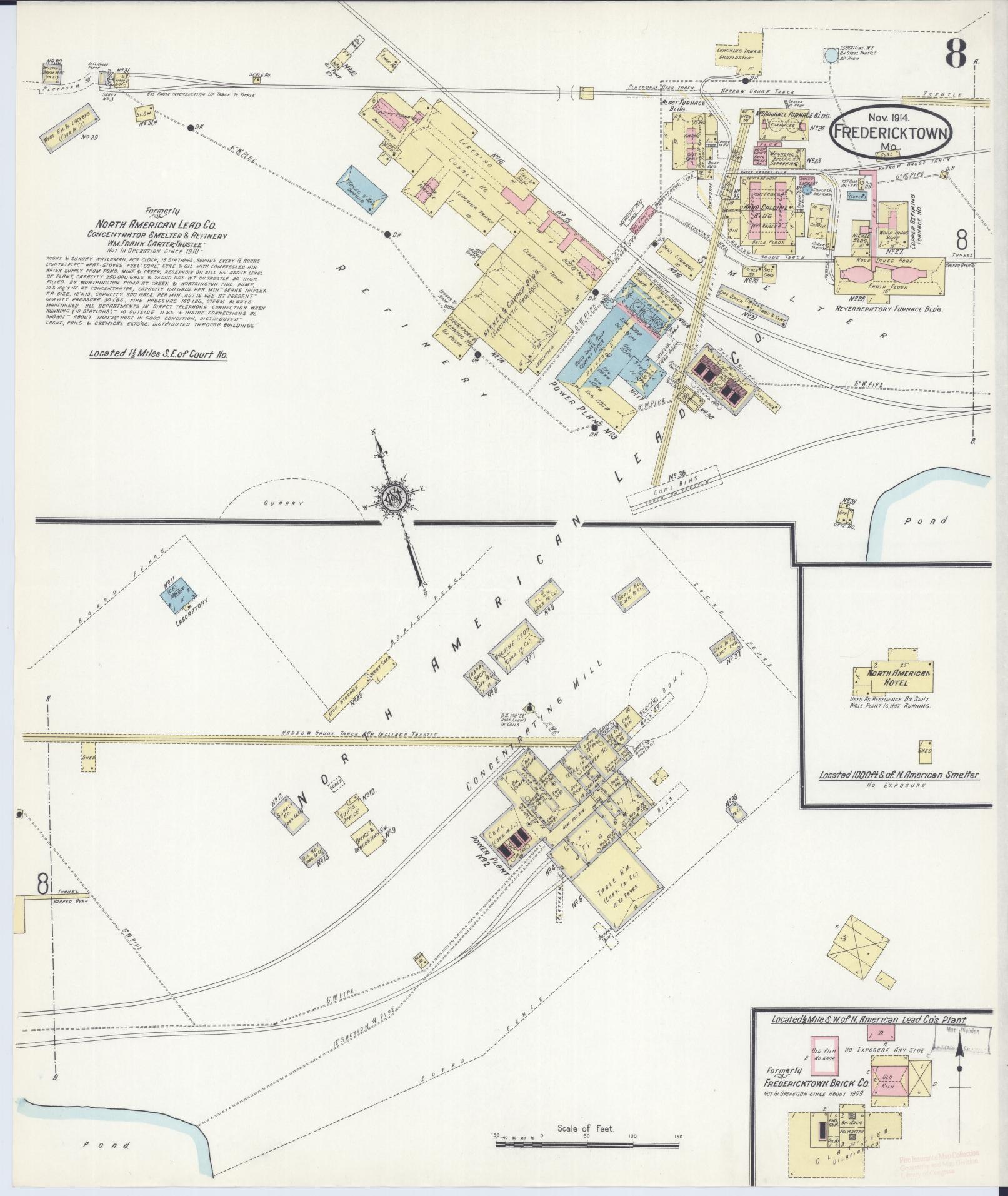 Sanborn Fire Insurance Map from Fredericktown, Madison County, Missouri (1914), Sheet #0008 - Complete Map Set gallery image, historic Sanborn map, vintage wall art, Missouri Missouri