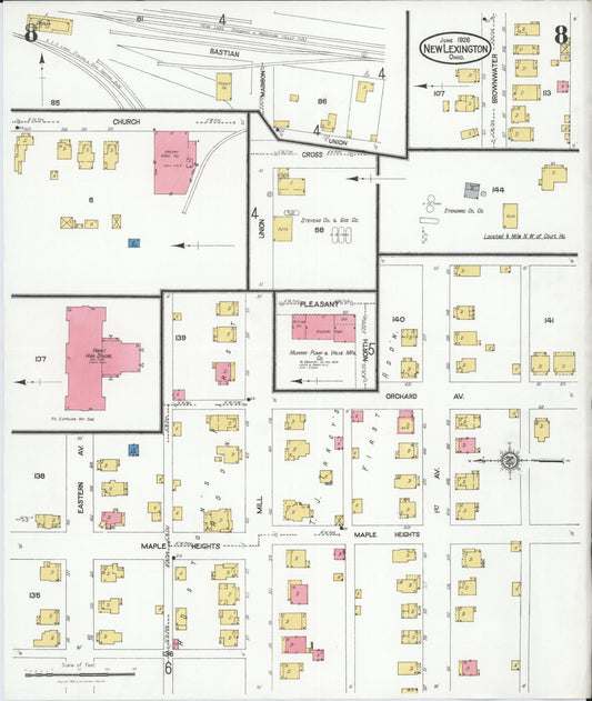 Sanborn Fire Insurance Map from New Lexington, Perry County, Ohio (1926), Sheet #0008 - Historic Sanborn Fire Insurance Map Print, vintage old map wall art, antique decor, genealogy gift, Ohio Ohio map