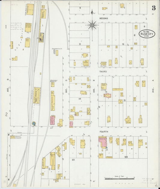 Sanborn Fire Insurance Map from Rush City, Chisago County, Minnesota (1904), Sheet #0003 - Historic Sanborn Fire Insurance Map Print, vintage old map wall art, antique decor, genealogy gift, Minnesota Minnesota map