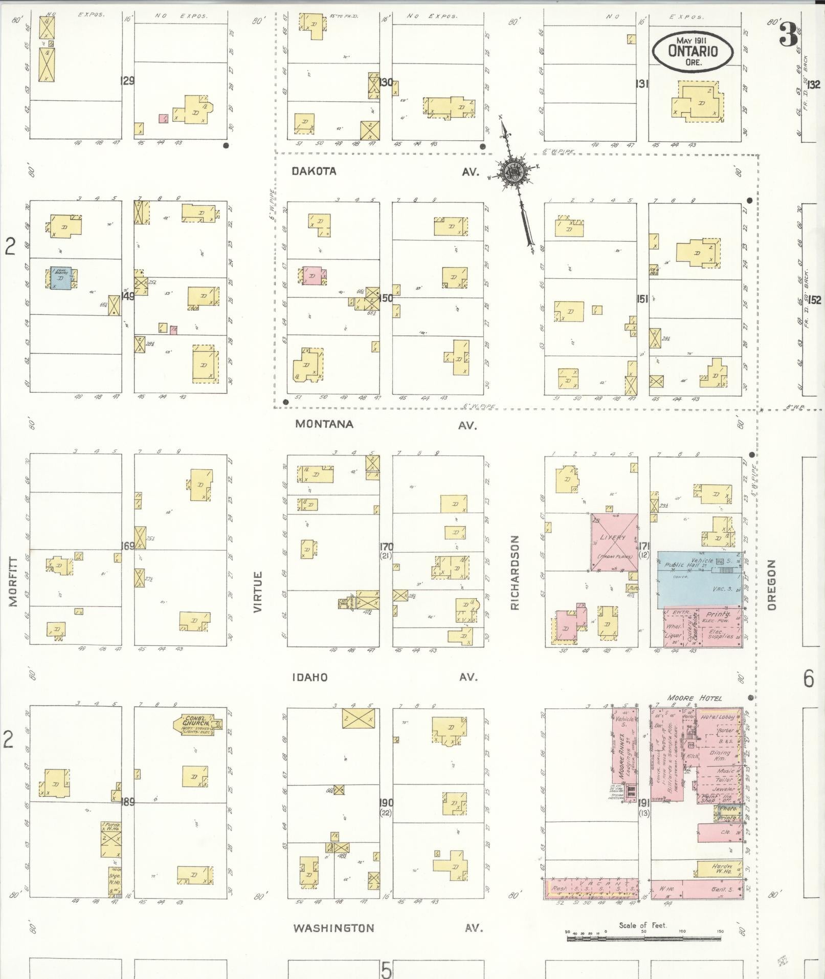 Sanborn Fire Insurance Map from Ontario, Malheur County, Oregon (1911), Sheet #0003 - Complete Map Set gallery image, historic Sanborn map, vintage wall art, Oregon Oregon