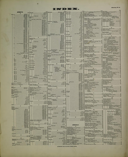 Sanborn Fire Insurance Map from Wheeling, Ohio County, West Virginia (1902), Sheet #0001 - Historic Sanborn Fire Insurance Map Print, vintage old map wall art, antique decor, genealogy gift, Wheeling Ohio map