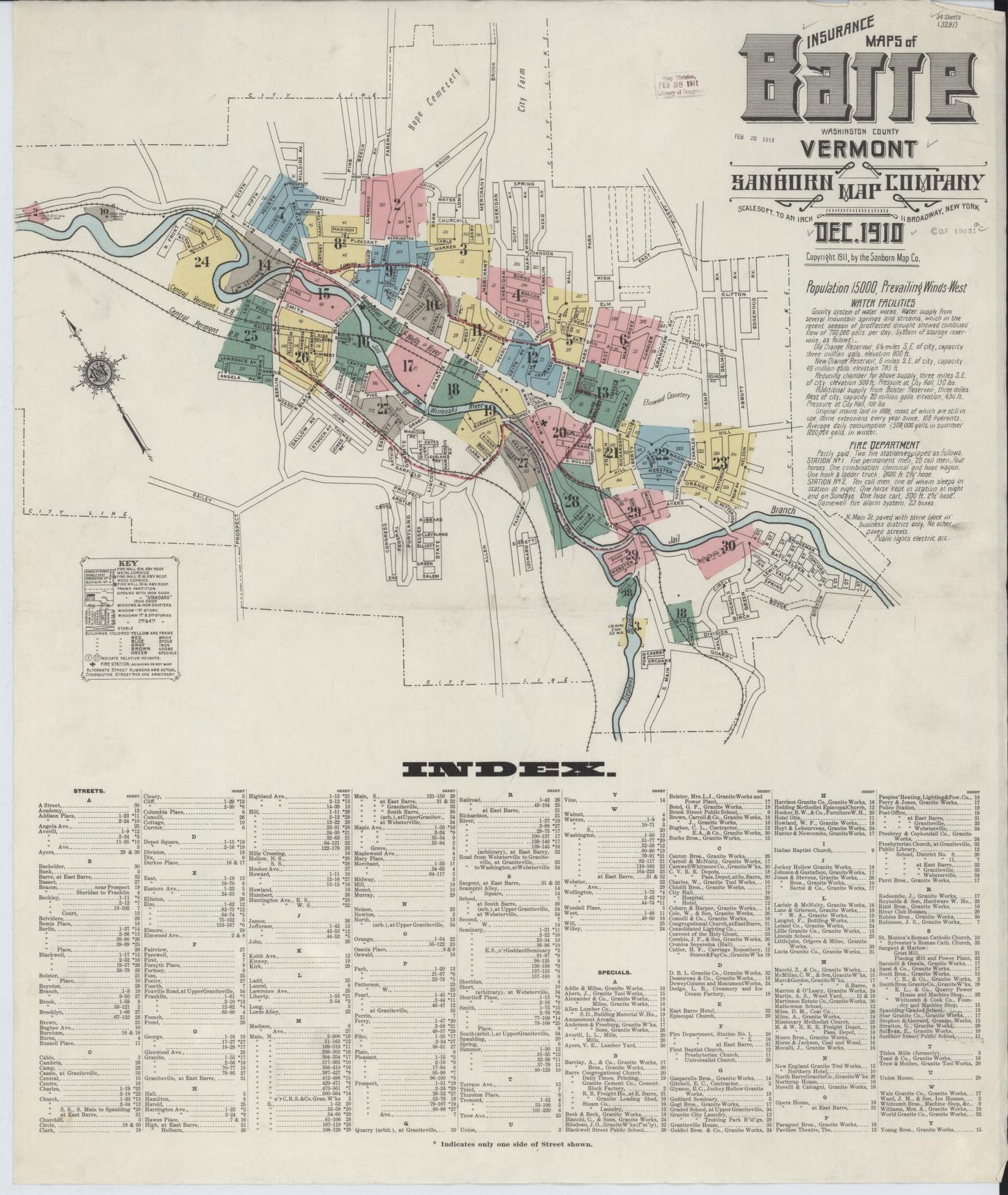 Sanborn Fire Insurance Map from Barre, Washington County, Vermont. (1910) – Historic Sanborn Fire Insurance Map Print