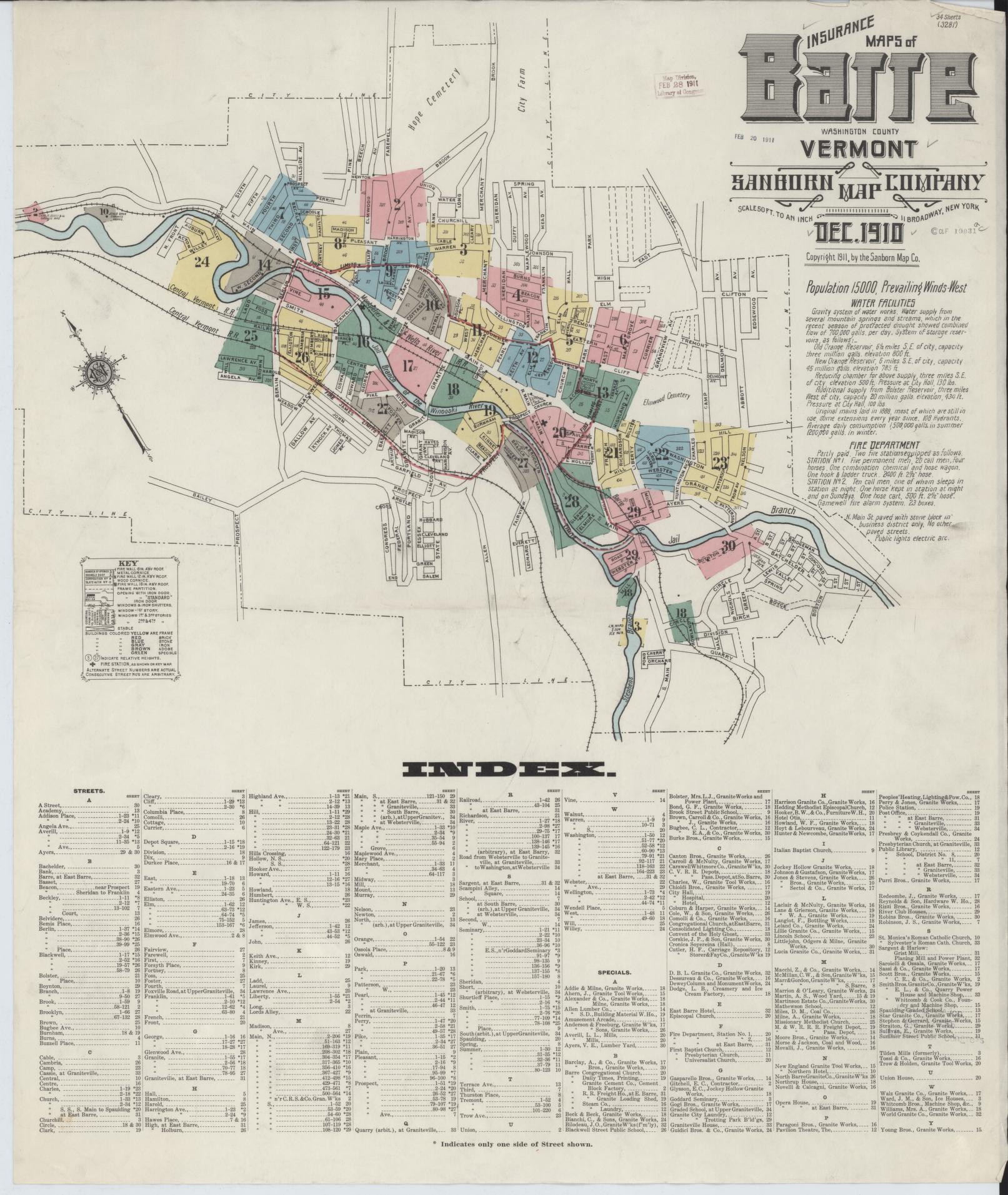 Sanborn Fire Insurance Map from Barre, Washington County, Vermont. (1910) – Historic Sanborn Fire Insurance Map Print