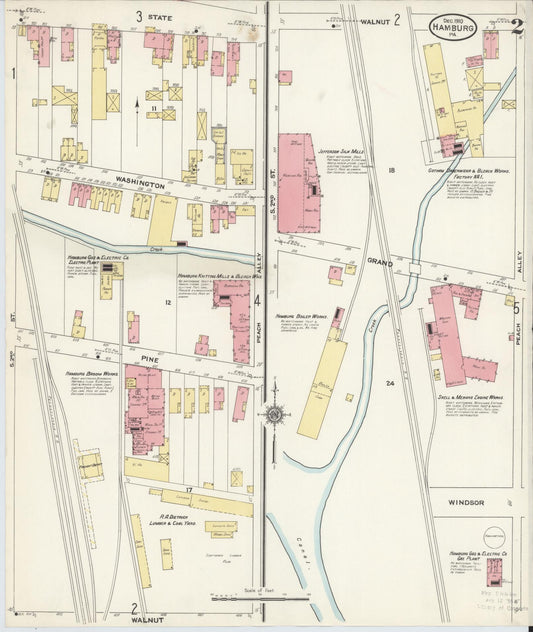 Sanborn Fire Insurance Map from Hamburg, Berks County, Pennsylvania (1910), Sheet #0002 - Historic Sanborn Fire Insurance Map Print, vintage old map wall art, antique decor, genealogy gift, Pennsylvania Pennsylvania map
