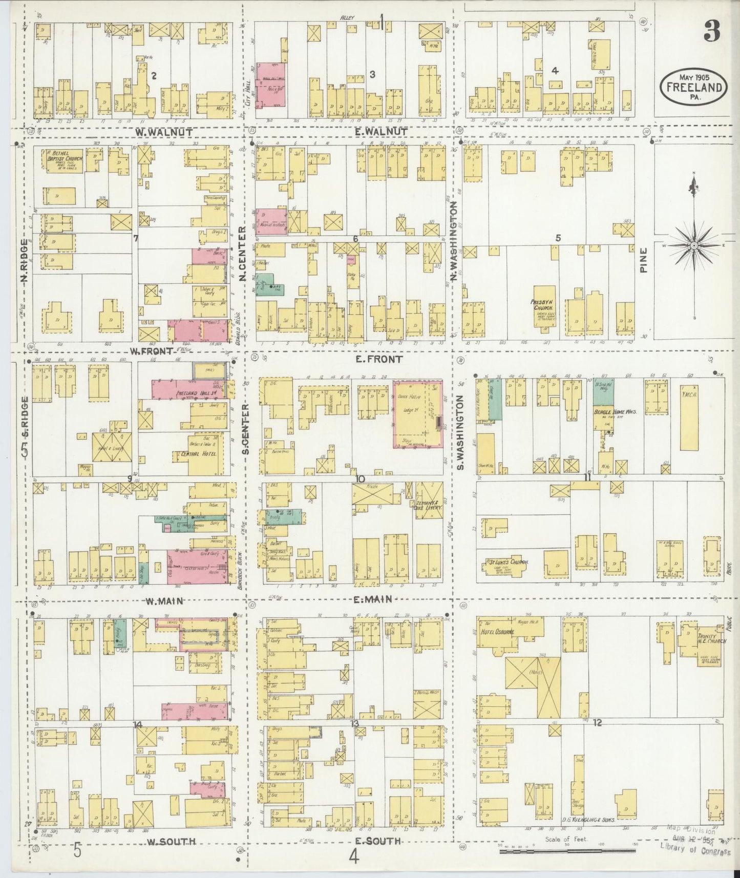 Sanborn Fire Insurance Map from Freeland, Luzerne County, Pennsylvania (1905), Sheet #0003 - Historic Sanborn Fire Insurance Map Print, vintage old map wall art, antique decor, genealogy gift, Pennsylvania Pennsylvania map