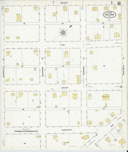 Sanborn Fire Insurance Map from Sallisaw, Sequoyah County, Oklahoma (1909), Sheet #0006 - Complete Map Set gallery image, historic Sanborn map, vintage wall art, Oklahoma Oklahoma