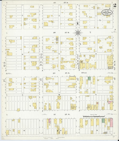 Sanborn Fire Insurance Map from Cass Lake, Cass County, Minnesota (1908), Sheet #0002 - Historic Sanborn Fire Insurance Map Print, vintage old map wall art, antique decor, genealogy gift, Minnesota Minnesota map