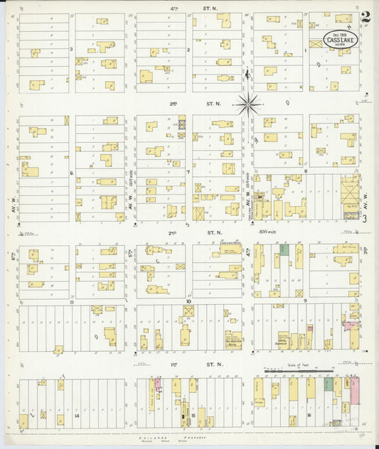 Sanborn Fire Insurance Map from Cass Lake, Cass County, Minnesota (1908), Sheet #0002 - Historic Sanborn Fire Insurance Map Print, vintage old map wall art, antique decor, genealogy gift, Minnesota Minnesota map