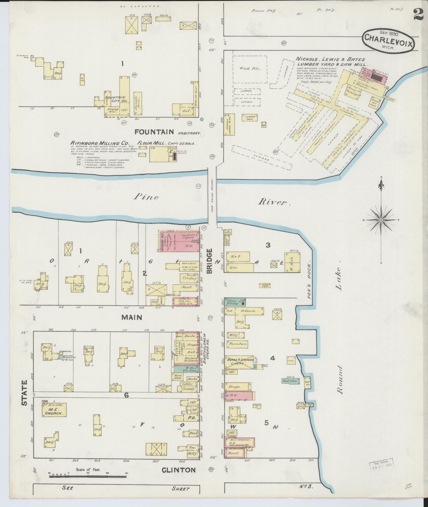 Sanborn Fire Insurance Map from Charlevoix, Charlevoix County, Michigan (1890), Sheet #0002 - Complete Map Set gallery image, historic Sanborn map, vintage wall art, Michigan Michigan