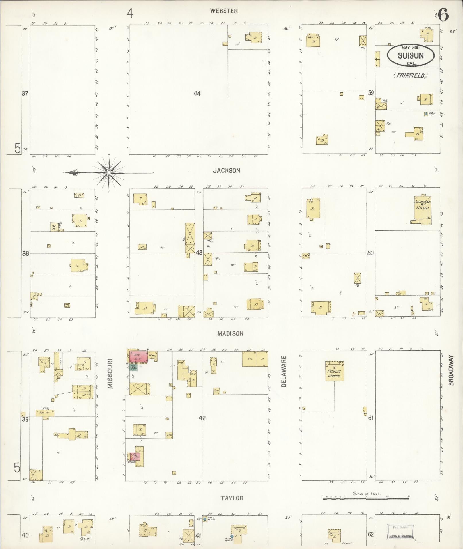 Sanborn Fire Insurance Map from Suisun, Solano County, California (1900), Sheet #0006 - Complete Map Set gallery image, historic Sanborn map, vintage wall art, California California