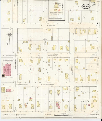 Sanborn Fire Insurance Map from Waukon, Allamakee County, Iowa (1934), Sheet #0002 - Historic Sanborn Fire Insurance Map Print, vintage old map wall art