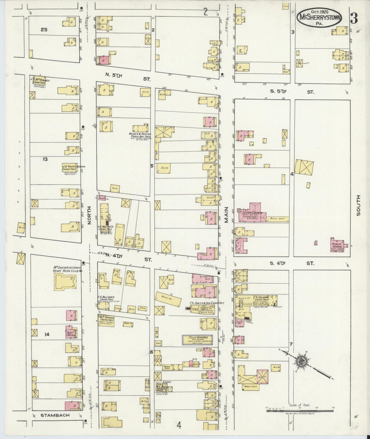 Sanborn Fire Insurance Map from McSherrystown, Adams County, Pennsylvania (1920), Sheet #0003 - Complete Map Set gallery image, historic Sanborn map, vintage wall art, Pennsylvania Pennsylvania