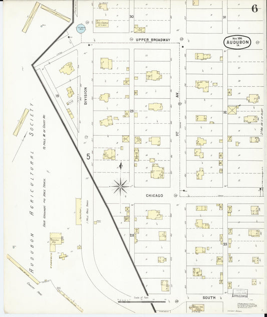 Sanborn Fire Insurance Map from Audubon, Audubon County, Iowa (1896), Sheet #0006 - Historic Sanborn Fire Insurance Map Print, vintage old map wall art