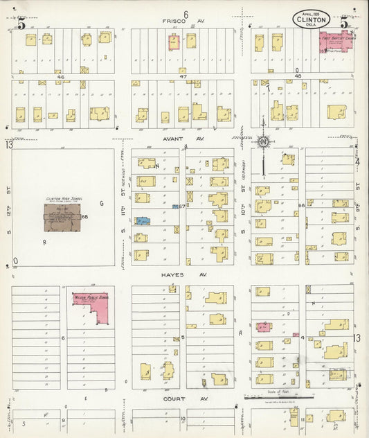 Sanborn Fire Insurance Map from Clinton, Custer County, Oklahoma (1926), Sheet #0005 - Historic Sanborn Fire Insurance Map Print, vintage old map wall art, antique decor, genealogy gift, Oklahoma Oklahoma map