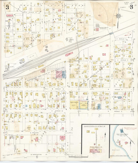 Sanborn Fire Insurance Map from Albia, Monroe County, Iowa (1947), Sheet #0003 - Historic Sanborn Fire Insurance Map Print, vintage old map wall art