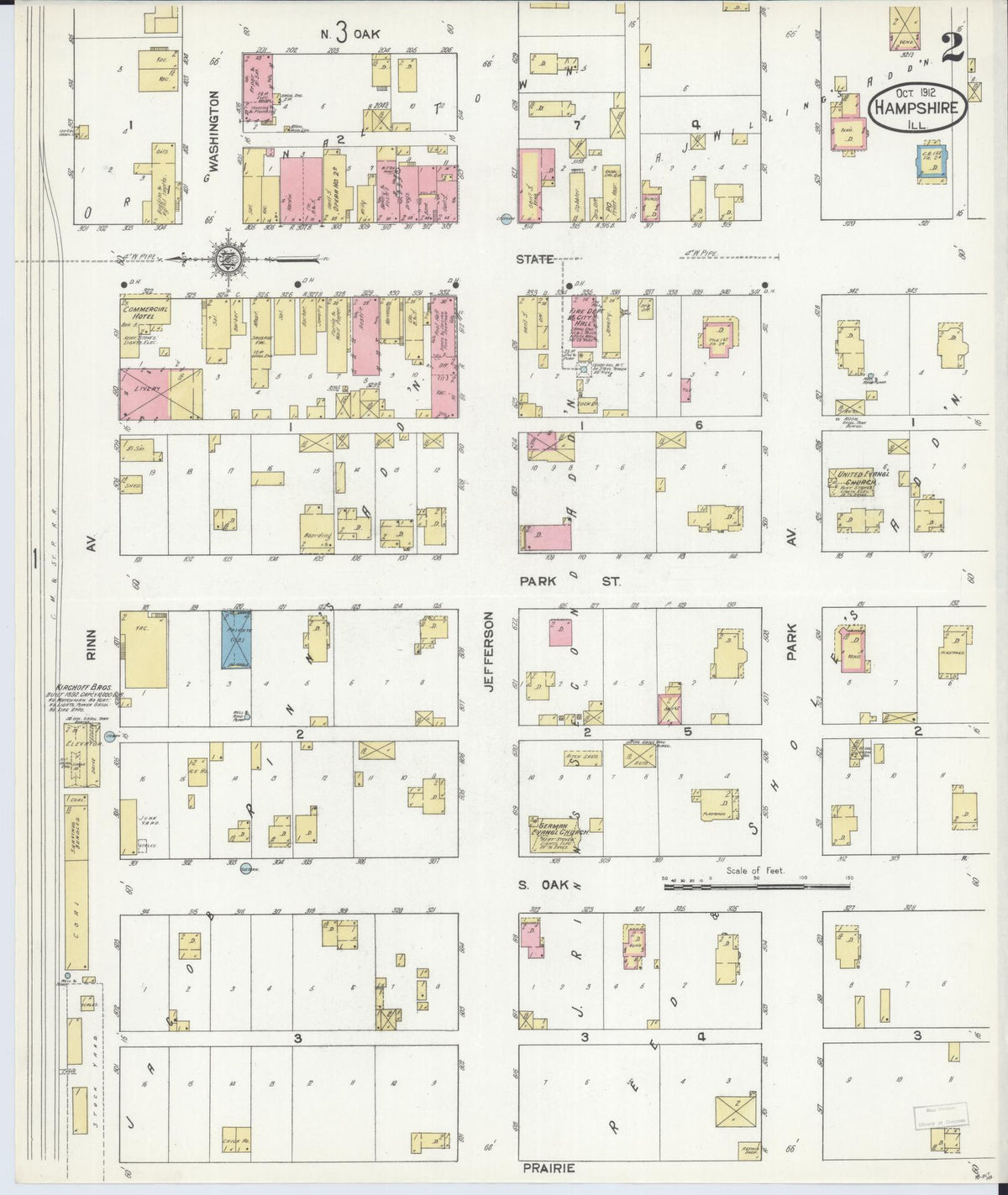 Sanborn Fire Insurance Map from Hampshire, Kane County, Illinois (1912), Sheet #0002 - Complete Map Set gallery image, historic Sanborn map, vintage wall art, Illinois Illinois