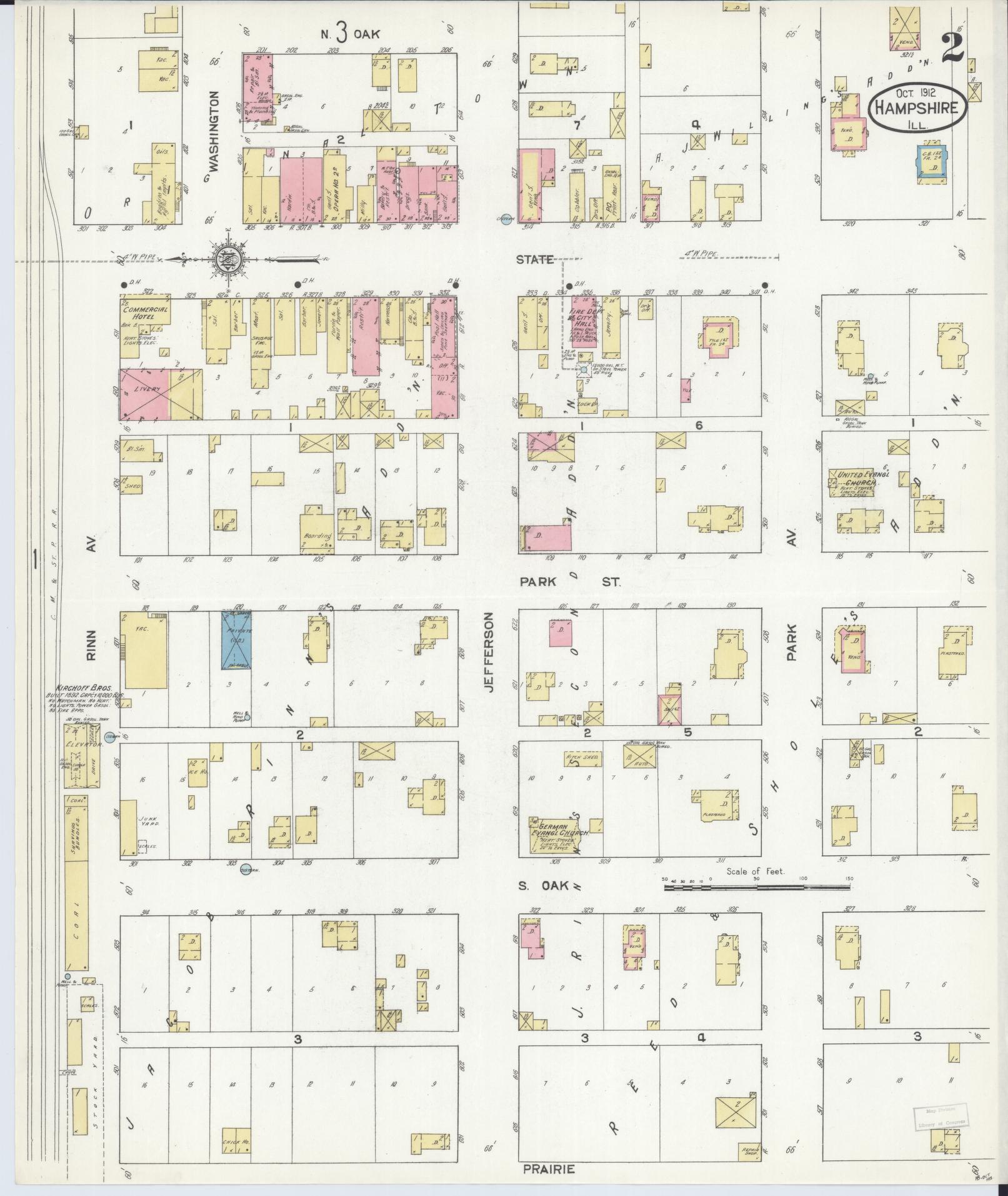 Sanborn Fire Insurance Map from Hampshire, Kane County, Illinois (1912), Sheet #0002 - Complete Map Set gallery image, historic Sanborn map, vintage wall art, Illinois Illinois