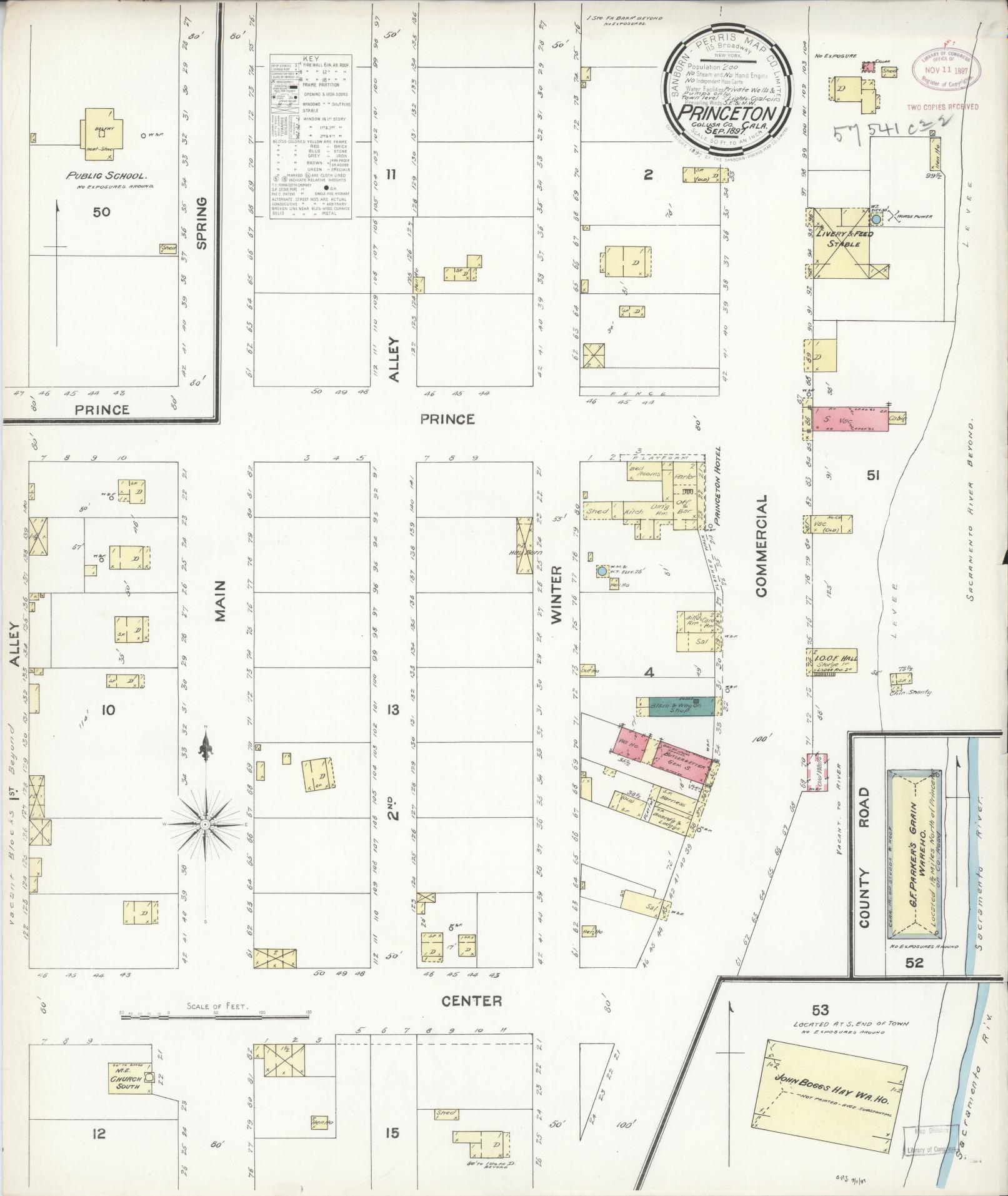 Sanborn Fire Insurance Map from Princeton, Colusa County, California. (1897) – Historic Sanborn Fire Insurance Map Print