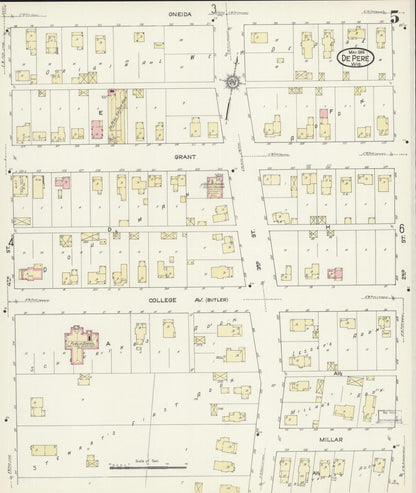 Sanborn Fire Insurance Map from De Pere, Brown County, Wisconsin (1914), Sheet #0005 - Historic Sanborn Fire Insurance Map Print, vintage old map wall art, antique decor, genealogy gift, Wisconsin Wisconsin map