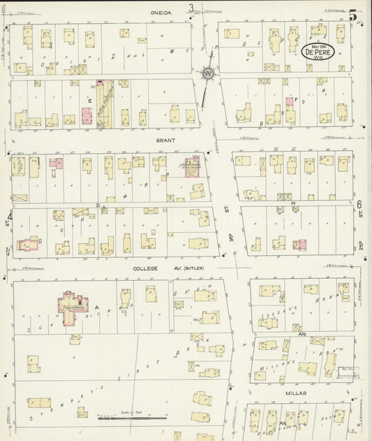 Sanborn Fire Insurance Map from De Pere, Brown County, Wisconsin (1914), Sheet #0005 - Historic Sanborn Fire Insurance Map Print, vintage old map wall art, antique decor, genealogy gift, Wisconsin Wisconsin map