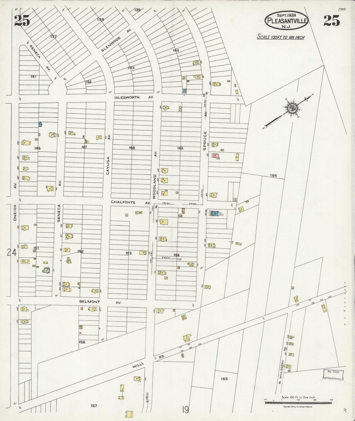 Sanborn Fire Insurance Map from Pleasantville, Atlantic County, New Jersey (1924), Sheet #0025 - Complete Map Set gallery image, historic Sanborn map, vintage wall art, New Jersey New Jersey