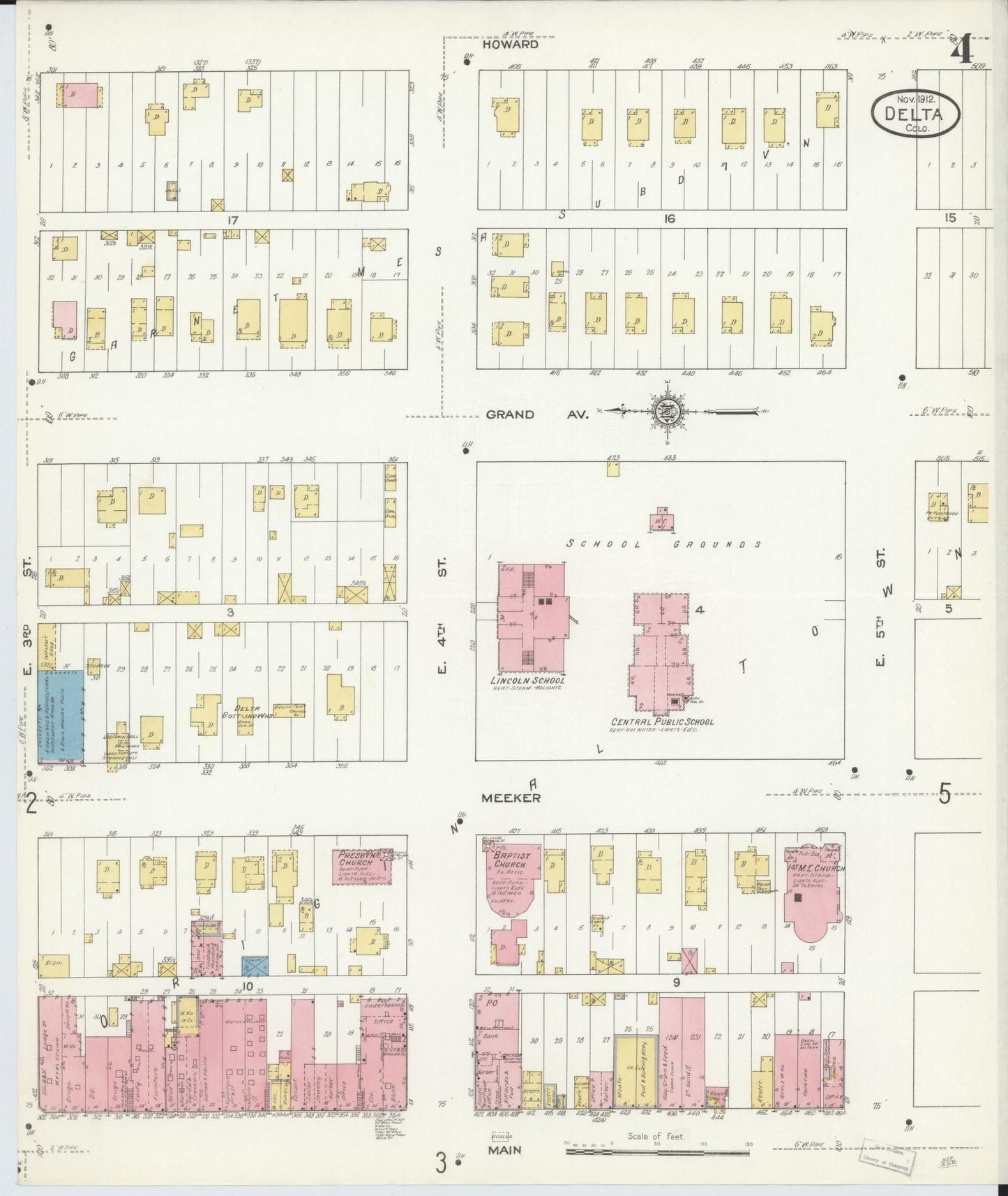 Sanborn Fire Insurance Map from Delta, Delta County, Colorado (1912), Sheet #0004 - Historic Sanborn Fire Insurance Map Print, vintage old map wall art, antique decor, genealogy gift, Colorado Colorado map