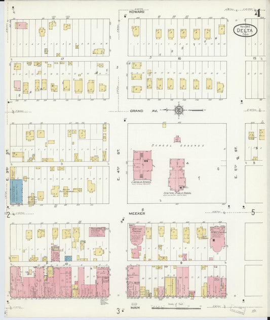 Sanborn Fire Insurance Map from Delta, Delta County, Colorado (1912), Sheet #0004 - Historic Sanborn Fire Insurance Map Print, vintage old map wall art, antique decor, genealogy gift, Colorado Colorado map