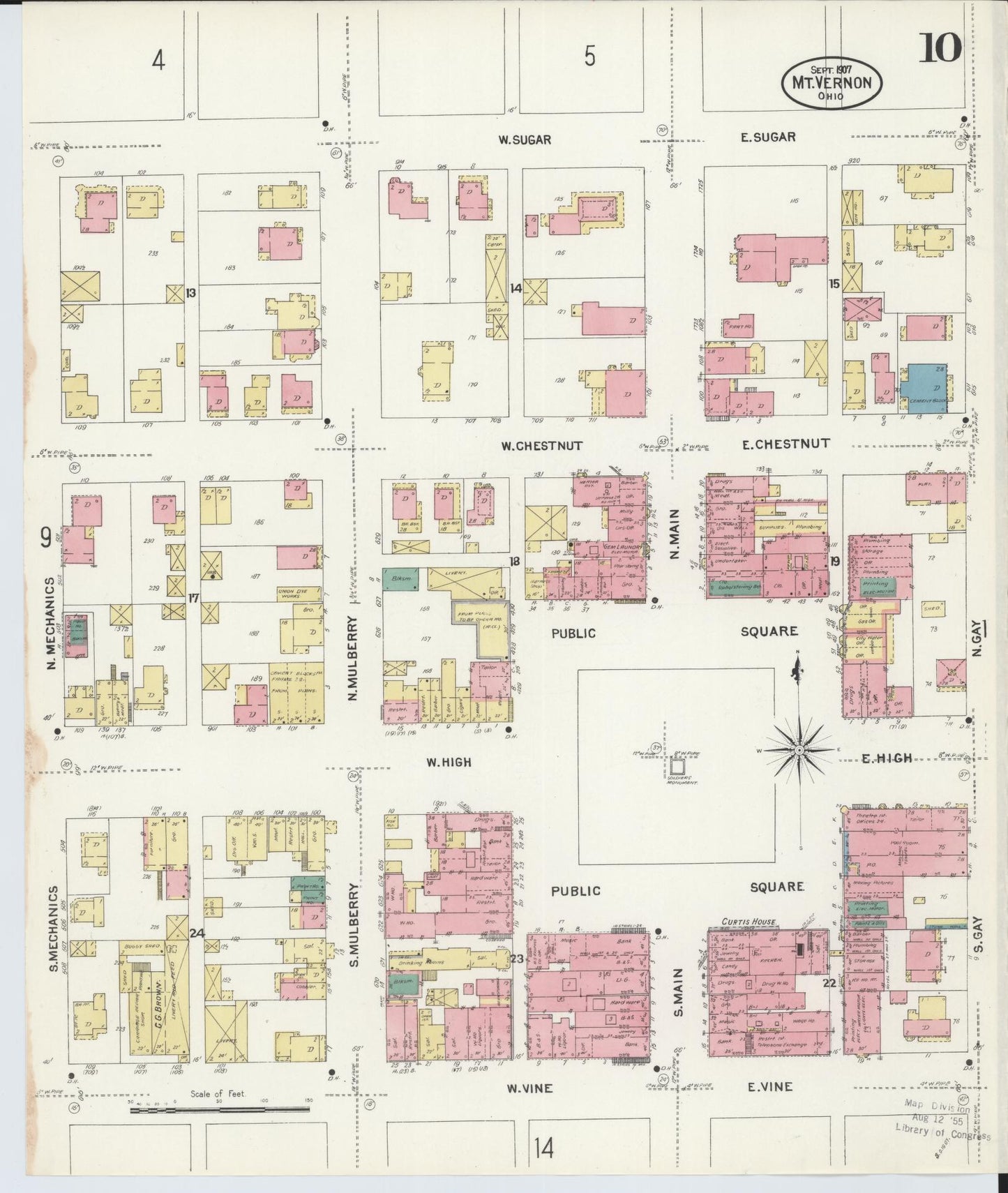 Sanborn Fire Insurance Map from Mount Vernon, Knox County, Ohio (1907), Sheet #0010 - Complete Map Set gallery image, historic Sanborn map, vintage wall art, Ohio Ohio
