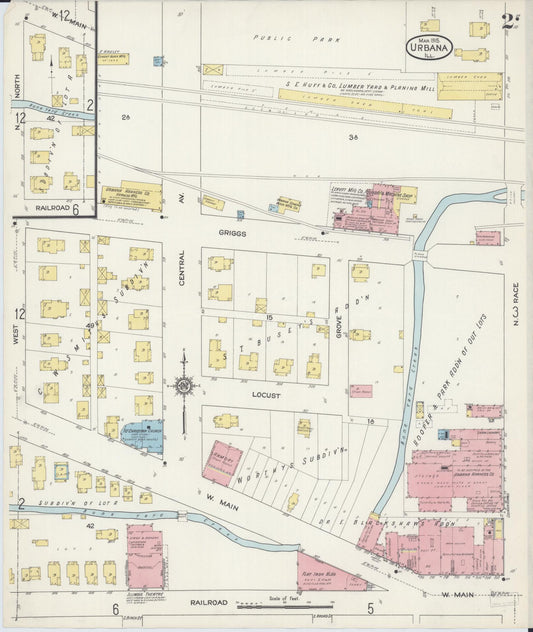 Sanborn Fire Insurance Map from Urbana, Champaign County, Illinois (1915), Sheet #0002 - Historic Sanborn Fire Insurance Map Print, vintage old map wall art, antique decor, genealogy gift, Illinois Illinois map