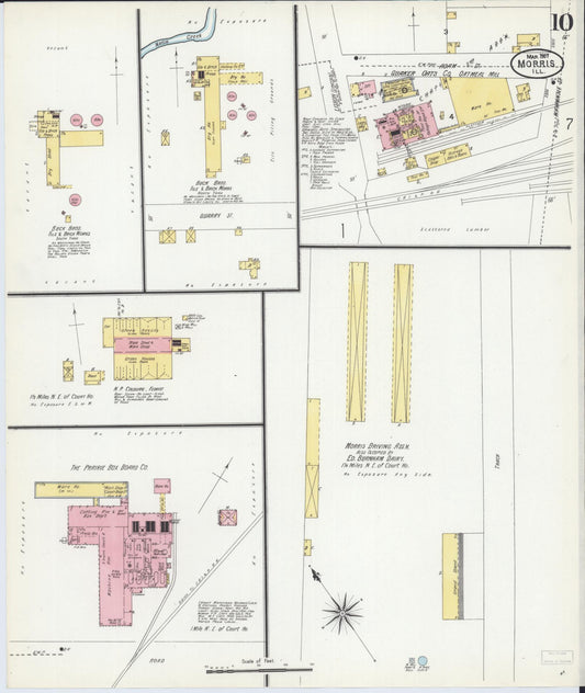 Sanborn Fire Insurance Map from Morris, Grundy County, Illinois (1907), Sheet #0010 - Historic Sanborn Fire Insurance Map Print, vintage old map wall art, antique decor, genealogy gift, Illinois Illinois map