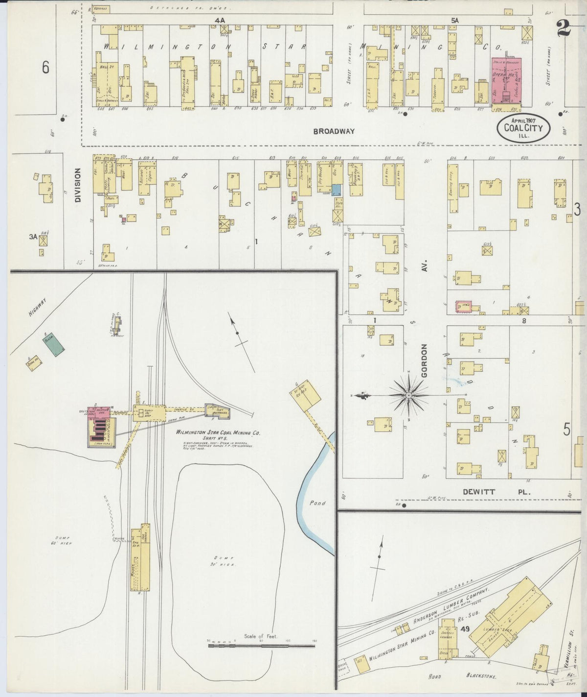 Sanborn Fire Insurance Map from Coal City, Grundy County, Illinois (1907), Sheet #0002 - Complete Map Set gallery image, historic Sanborn map, vintage wall art, Illinois Illinois