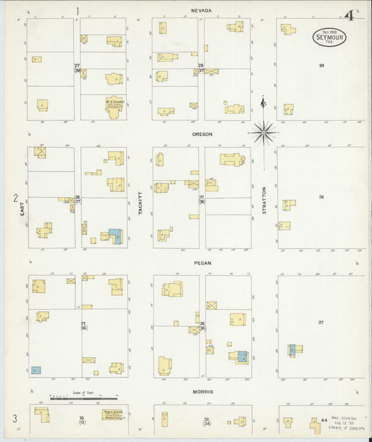 Sanborn Fire Insurance Map from Seymour, Baylor County, Texas (1908), Sheet #0004 - Historic Sanborn Fire Insurance Map Print, vintage old map wall art, antique decor, genealogy gift, Texas Texas map