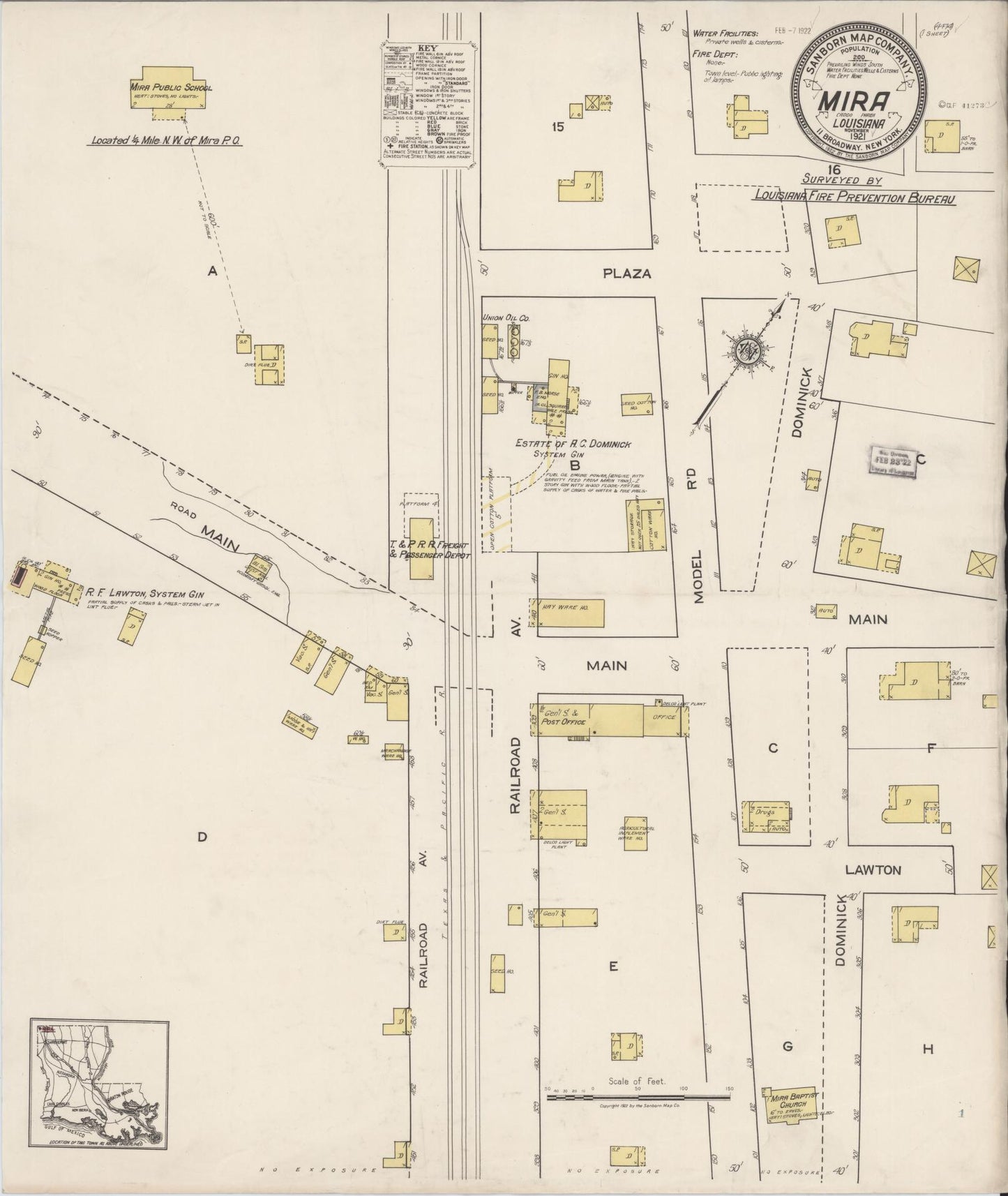 Sanborn Fire Insurance Map from Mira, Caddo Parish, Louisiana (1921), Sheet #0001 - Historic Sanborn Fire Insurance Map Print, vintage old map wall art, antique decor, genealogy gift, Louisiana Louisiana map