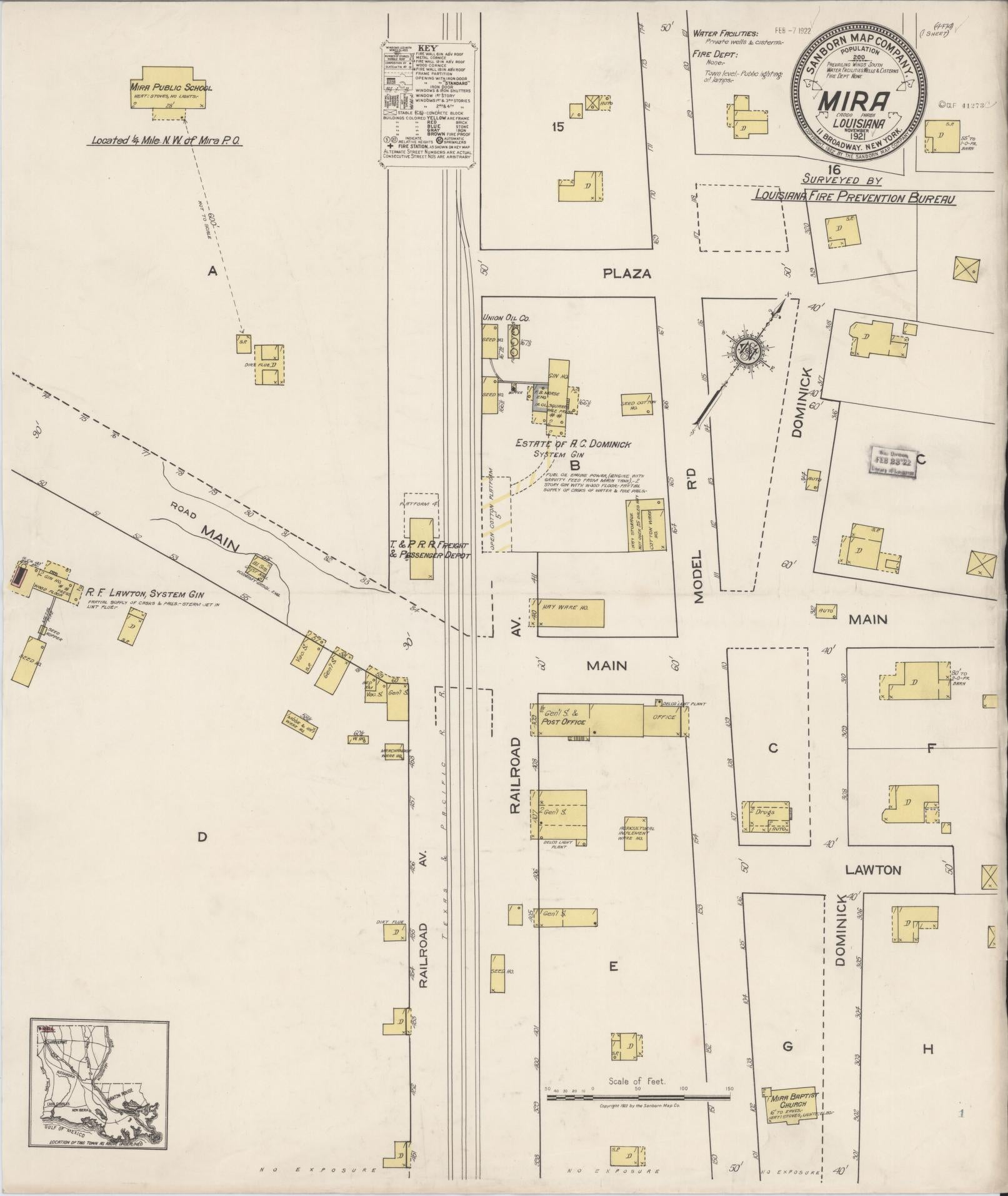 Sanborn Fire Insurance Map from Mira, Caddo Parish, Louisiana (1921), Sheet #0001 - Historic Sanborn Fire Insurance Map Print, vintage old map wall art, antique decor, genealogy gift, Louisiana Louisiana map