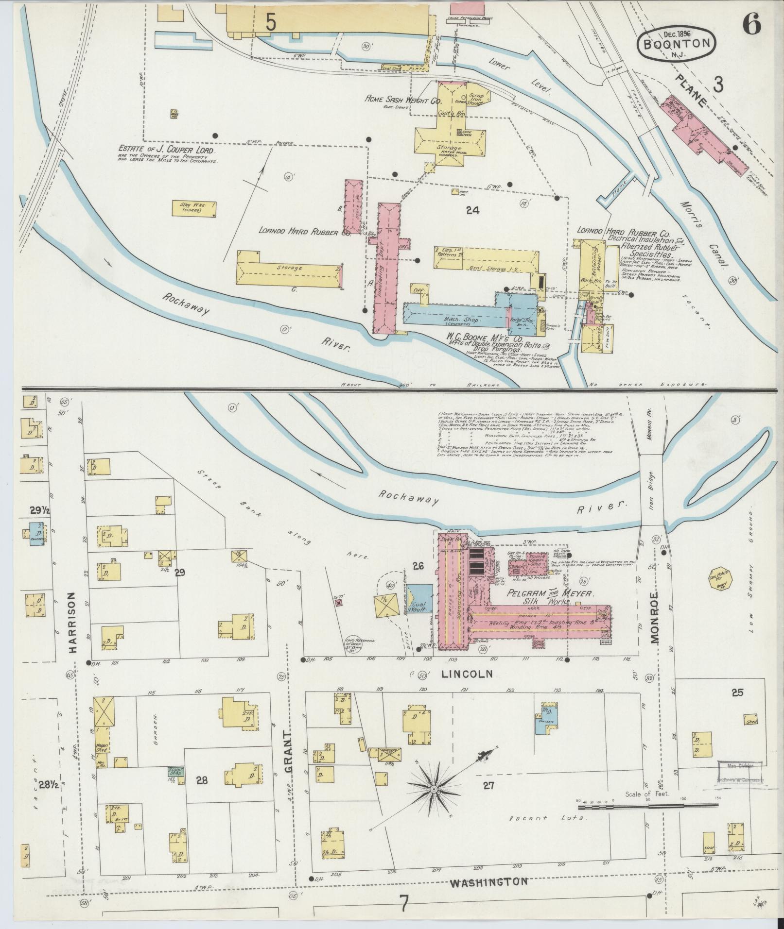 Sanborn Fire Insurance Map from Boonton, Morris County, New Jersey (1896), Sheet #0006 - Complete Map Set gallery image, historic Sanborn map, vintage wall art, New Jersey New Jersey