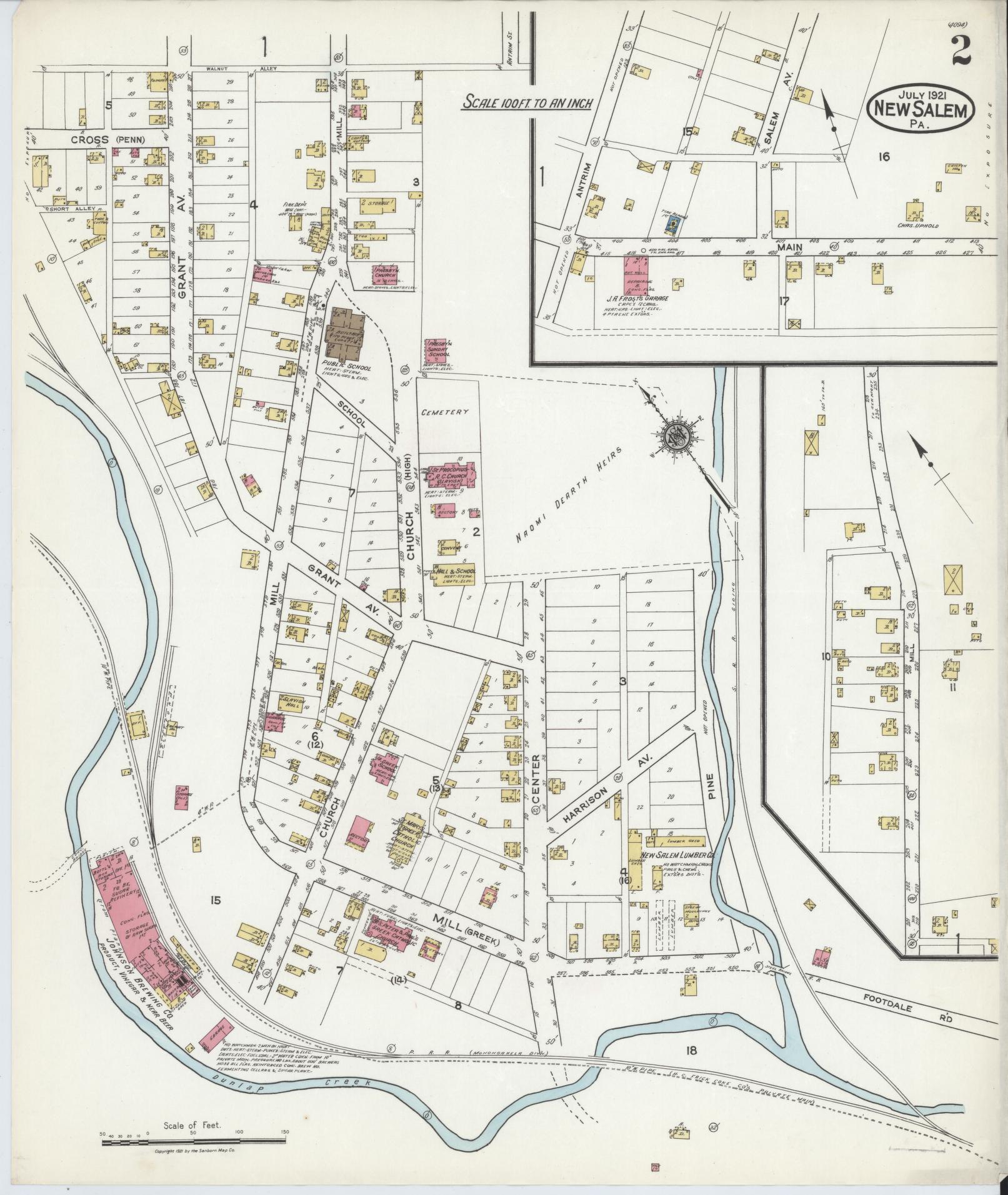 Sanborn Fire Insurance Map from New Salem, Fayette County, Pennsylvania (1921), Sheet #0002 - Complete Map Set gallery image, historic Sanborn map, vintage wall art, Pennsylvania Pennsylvania