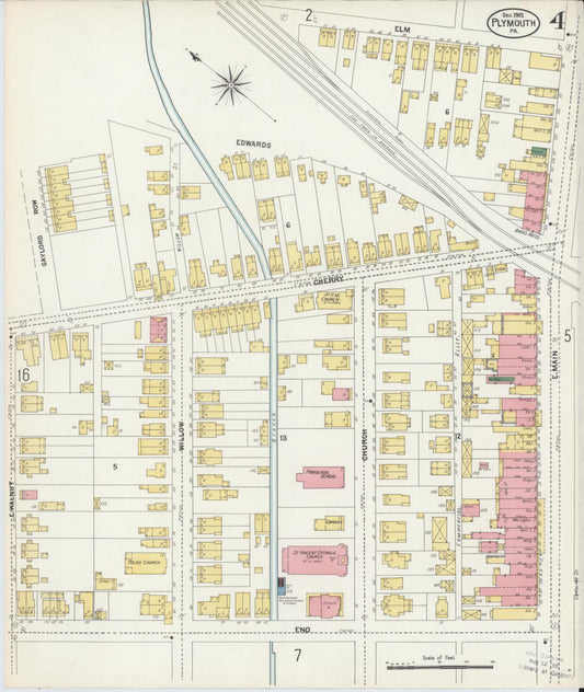 Sanborn Fire Insurance Map from Plymouth, Luzerne County, Pennsylvania (1902), Sheet #0004 - Historic Sanborn Fire Insurance Map Print, vintage old map wall art, antique decor, genealogy gift, Pennsylvania Pennsylvania map