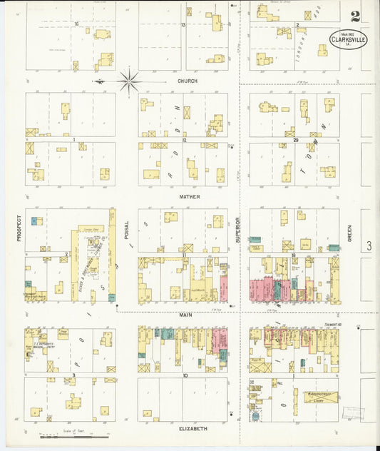 Sanborn Fire Insurance Map from Clarksville, Butler County, Iowa (1902), Sheet #0002 - Historic Sanborn Fire Insurance Map Print, vintage old map wall art
