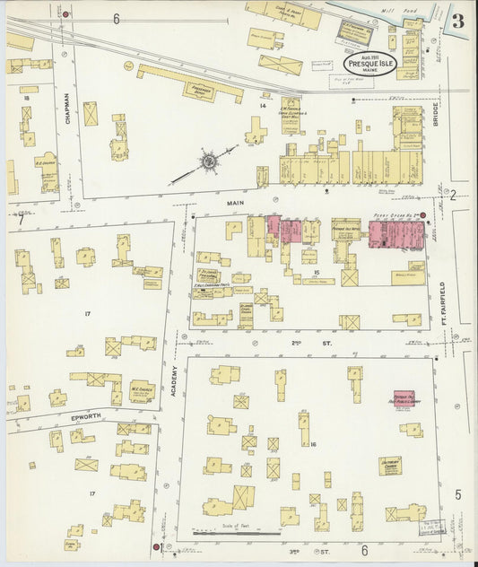 Sanborn Fire Insurance Map from Presque Isle, Aroostook County, Maine (1911), Sheet #0003 - Historic Sanborn Fire Insurance Map Print, vintage old map wall art, antique decor, genealogy gift, Maine Maine map