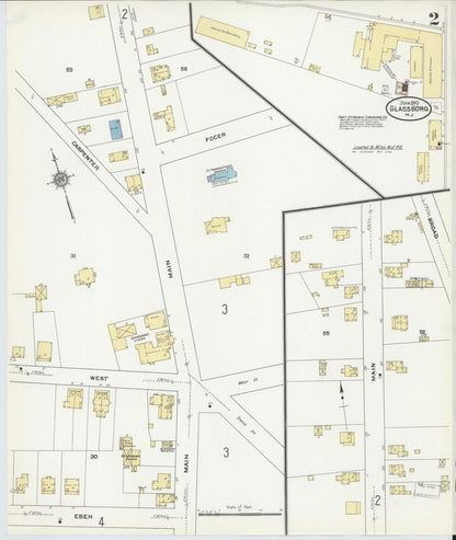 Sanborn Fire Insurance Map from Glassboro, Gloucester County, New Jersey (1910), Sheet #0002 - Complete Map Set gallery image, historic Sanborn map, vintage wall art, New Jersey New Jersey