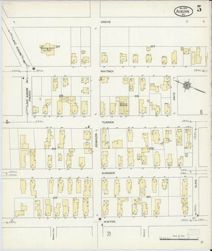 Sanborn Fire Insurance Map from Auburn, Androscoggin County, Maine (1914), Sheet #0005 - Complete Map Set gallery image, historic Sanborn map, vintage wall art, Maine Maine