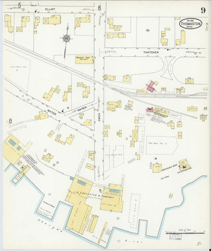 Sanborn Fire Insurance Map from Thomaston, Knox County, Maine (1911), Sheet #0009 - Complete Map Set gallery image, historic Sanborn map, vintage wall art, Maine Maine